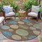 Homeroots 8' Chocolate Fern Green And Teal Blue Round Geometric Washable Indoor Outdoor Area Rug 630569 - alternate 2
