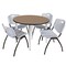 Regency Round Kahlo Breakroom Table W/ 4 M Stack Chairs, 48 in W, 48 in L, Noble Oak TPL48RNDNOCM47GY - alternate 1