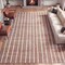 Jonathan Y Orton Distressed Ticking Stripe Non-Slip Machine-Washable Rose Clay/Cream 3 ft. x 5 ft. Area Rug WSH519E-3 - alternate 2