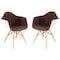 Leisuremod Willow Velvet Eiffel Wooden Base Accent Chair, Coffee Brown, 2PK W24VBR2 - alternate 1