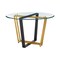 Homeroots 48" Clear And Gold Glass And Iron Sled Base Round Top Dining Table 569432 - alternate 2