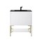 James Martin Vanities 31.5'' Single Vanity, Glossy White, Champagne Brass Base w/ Charcoal Black Composite Stone Top 805-V31.5-GW-CB-CH - alternate 1
