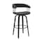 Armen Living Topanga 26in Swivel Black Wood Counter Stool in Black Faux Leather with Golden Bronze Metal LCTOBABLKBLK26 - alternate 1