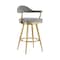 Armen Living Justin 30in Swivel Bar Stool with Gold Brushed Stainless Steel and Anchor Gray Fabric LCJTBABGLAGRY30 - alternate 1