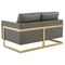 Leisuremod Lincoln Upholstered Leather Loveseat with Gold Frame, Grey LA55GR-L - alternate 3