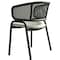 Leisuremod Ervilla Dining Armchair in Black Steel Frame with Black Wicker Back and Grey Seat ECBL-20BL-GR - alternate 4