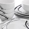 Elama Sarah 12 Piece Porcelain Black Ribbon Dinnerware Set, Service for 4 in White and Black 750123737M - alternate 4