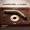 Supplygiant Shower Arm, Flange 6 in Stainless Steel Wall Mounted Shower Head Arm, Brushed Nickel Plated Finish 74-TB8G-O - alternate 2