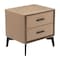 Homeroots 20" Brown and Black Velvet Wood and Steel End Table With Two Drawers 556556 - alternate 1