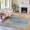 Homeroots 10' X 14' Teal Blue Orange And Beige Abstract Washable Indoor Outdoor Area Rug 631460 - alternate 2