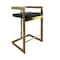 Homeroots 26" Black and Gold Faux Leather and Stainless Steel Low Back Counter Height Bar Chair 555098 - alternate 2