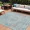 Homeroots 9' X 12' Sky Blue And Blush Medallion Washable Indoor Outdoor Area Rug 615744 - alternate 1