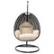 Leisuremod Charcoal Wicker Hanging Egg Swing Chair with Beige Cushions ESCCH-40BG - alternate 3