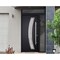 Vdomdoors Steel Door Deux 6500 Black Sidelight and Transom Window Stainless Inserts Single Modern Painted-W36 DEUX6500EXD-BLK-W36+12 x H80+16-Left-hand Inswing - alternate 1