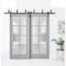 Sartodoors Sliding Closet Barn Bypass Doors with Frosted Glass Grey 84x96 (2* 42x96) Solid Core Modern Interio VEREGIO7412BBB-GRE-8496 - alternate 1