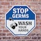 Signmission Stop Germs Wash Your Hands, 10 inch X 10 inch, Aluminum Metal Signs, 2PK OC-A-2PACK-10-342 - alternate 3