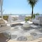 Homeroots 8' Gray Silver And Ivory Round Polka Dot Washable Indoor Outdoor Area Rug 594252 - alternate 2