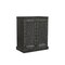 Homeroots 34in Black Solid Wood Carved Floral Bar Cabinet With Two Doors And One Drawer 727848 - alternate 2
