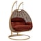 Leisuremod Mendoza Light Brown Wicker Hanging 2 person Egg Swing Chair with Cherry Cushions MSCLBR-53CHR - alternate 1