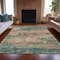 Homeroots 8' X 10' Teal Blue And Beige Abstract Washable Indoor Outdoor Area Rug 630942 - alternate 3