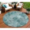 Homeroots 8' Teal Blue Aqua And Gray Round Abstract Washable Indoor Outdoor Area Rug 577693 - alternate 1