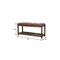 Homeroots 35in Brown Genuine Leather and Solid Wood Upholstered Storage Bench With Shelves 723441 - alternate 3