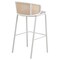Leisuremod Ervilla Wicker Bar Stool with Fabric Seat and White Powder Coated Steel Frame, Grey, 2PK EBW-31GR2 - alternate 4