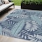 Homeroots 5' X 7' Navy Blue Sky Blue And Ivory Palm Leaf Indoor Outdoor Area Rug 552507 - alternate 4