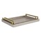Homeroots Set of Two Taupe Wood Geometric Handmade Serving Trays With Handles 518594 - alternate 2