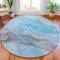 Homeroots 8' Teal Blue And Gray Round Abstract Washable Indoor Outdoor Area Rug 631859 - alternate 3