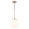 Vaxcel Linden 1-Light Muted Brass Gold Mid-Century Modern Globe Pendant Light with Opal Glass Shade P0454 - alternate 1
