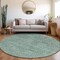 Homeroots 8' Teal Blue Round Geometric Washable Indoor Outdoor Area Rug 607508 - alternate 2