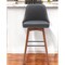 Homeroots 30" Gray and Wood Brown Faux Leather with Solid Wood Swivel Bar Height Bar Chair 534485 - alternate 3