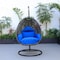 Leisuremod Charcoal Wicker Hanging Egg Swing Chair with Blue Cushions ESCCH-40BU - alternate 2