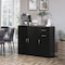 Basicwise 33-Inch Black Sideboard Buffet Cabinet with Storage, Spacious Table Top, Large Drawers QI004695.BK - alternate 3