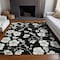 Homeroots 3' X 5' Black Ivory And Gray Floral Washable Indoor Outdoor Area Rug 599862 - alternate 4