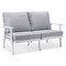 Leisuremod Walbrooke 3-Piece Outdoor Patio Set, White Aluminum Frame & Removable Cushions, Light Grey WW-57-31LGR - alternate 2