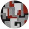 Homeroots 8' Gray Ivory And Red Round Geometric Washable Indoor Outdoor Area Rug 613213 - alternate 3