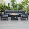 Leisuremod Chelsea 7-Piece Patio Sectional And Fire Pit Table Black Aluminum With Cushions, Black CSFBL-7BL - alternate 2