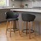 Homeroots Set of Two 26" Black and Brown Faux Leather and Solid Wood Low Back Counter Height Bar Chairs, 2PK 555080 - alternate 2
