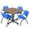 Regency Square Kobe Breakroom Table W/ 4 M Stack Chairs, 48 in W, 48 in L, Noble Oak TKB4848NO47BE - alternate 1