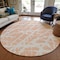 Homeroots 8' Round Peach and Ivory Round Abstract Washable Non Skid Indoor Outdoor Area Rug 559294 - alternate 2