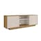 Homeroots 63in Oak And White Ribbed Texture Wood Enclosed and Open Storage TV Stand 724162 - alternate 3