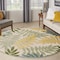 Homeroots 5' Green Yellow And Ivory Round Palm Leaf Indoor Outdoor Area Rug 548137 - alternate 5