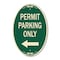 Signmission Permit Parking Only With Left Arrow, 12 Inch X 18 Inch Architectural Oval, Heavy Gauge Aluminum A-OV-G-1218-23327 - alternate 1