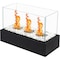 Homeroots 18in Black And Clear Stainless Steel And Glass Bioethanol Portable Tabletop Firepit 654326 - alternate 1