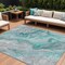 Homeroots 9' X 12' Teal Blue And Ivory Abstract Washable Indoor Outdoor Area Rug 617618 - alternate 1
