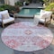 Homeroots 8' Blush Sky Blue And Brown Round Oriental Washable Indoor Outdoor Area Rug 597670 - alternate 2