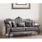 Homeroots 45" Platinum Velvet Floral Sofa And Toss Pillows 348645 - alternate 2