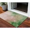 Homeroots 3' X 5' Pink And Green Abstract Washable Indoor Outdoor Area Rug 604815 - alternate 1